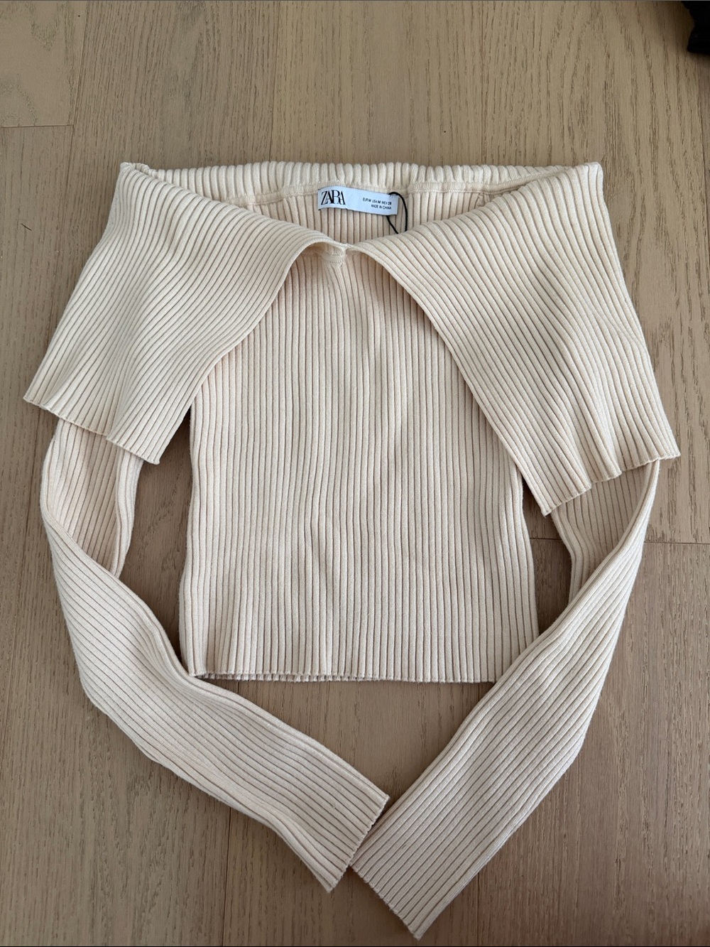 Zara off shoulder cream knit